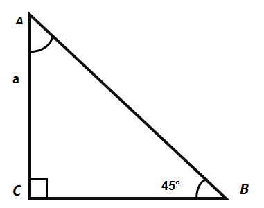 Прямоугольный треугольник с углом 45 градусов для определения величины sin cos tg 45 градусов